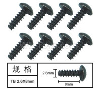 HG P601 Screw Parts-T head self tapping screw(8pcs) Parts-2.6x8mm-W05002,HG P601 6x6 1/10 Parts