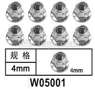 HG P602 Parts-W05001 Flange nylon lock screws,M4,Total 8pcs,HG P602 1/12 Parts