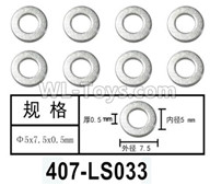 HG P602 Parts-407-LS033 Gasket,Total 8pcs,Φ5x7.5x0.5mm,HG P602 1/12 Parts