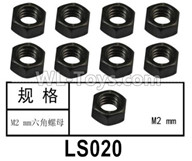 HG P602 Parts-LS020,M2 Hex nut,Total 8pcs,HG P602 1/12 Parts