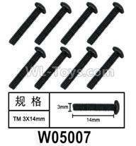 HG P602 Parts-W05007 Screws-3x14mm,Hexagon TM Screws,Total 8pcs,HG P602 1/12 Parts