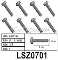 HG P602 Parts-LSZ0701 Screws-3x5mm,Hexagon TM Screws,Total 8pcs,HG P602 1/12 Parts