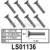 HG P602 Parts-LS01136 Screws-2x5mm,Hexagon KM Screws,Total 8pcs,HG P602 1/12 Parts