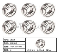 HG P803A LS225 Parts.Ball Bearing.(6pcs)-Φ5XΦ9X3mm.HG RC Models HEMTT 8X8 M983 US Army Military Vehicle Spare Accessories.
