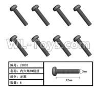 HG P803A LS003 Parts.Inner-Hexagon TB screws. Total 8pcs. The size is Φ3X12mm.HG RC Models HEMTT 8X8 M983 US Army Military Vehicle Spare Accessories.