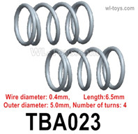 HG P806 Parts Bracket spring.TBA023. Total 2pcs. Wire diameter: 0.4mm, length: 6.5mm, outer diameter: 5mm, number of turns: 4.HG P806 TRASPED Semi Trailer Parts,HG P806 1/12 Truck Parts