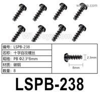 HG P806 Parts LSPB-238. Phillips tapping screws. PB Φ2.3x8mm. Total 8pcs.HG P806 TRASPED Semi Trailer Parts,HG P806 1/12 Truck Parts
