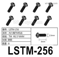 HG P806 Parts LSTM-256. Hexagon socket TM screws.TB Φ2.6x8mmTotal 8pcs.HG P806 TRASPED Semi Trailer Parts,HG P806 1/12 Truck Parts