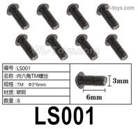 HG P806 Parts LS001. Hexagon socket TM screws. TM Φ3x6mm. Total 8pcs.HG P806 TRASPED Semi Trailer Parts,HG P806 1/12 Truck Parts