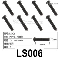 HG P806 Parts LS006. Hexagon socket TM screws. TM Φ3x20mm. Total 8pcs.HG P806 TRASPED Semi Trailer Parts,HG P806 1/12 Truck Parts