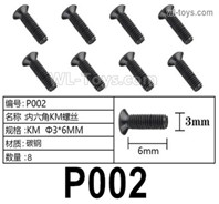 HG P806 Parts P002. Hexagon socket KM screws. KM Φ3x6mm. Total 8pcs.HG P806 TRASPED Semi Trailer Parts,HG P806 1/12 Truck Parts