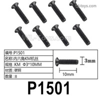 HG P806 Parts P1501. Hexagon socket KM screws. KM Φ3x10mm. Total 8pcs.HG P806 TRASPED Semi Trailer Parts,HG P806 1/12 Truck Parts