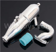 HSP 94188 spare parts-102009 02026-01 Whole Aluminum Exhaust Pipe unit(Inlucdde the exhaust pipe,elbow and Hose),Upgrade HSP 94188 RC Car Truck Parts,Upgrade HSP 1:10 RC Truck Spare parts Accessories,HSP 94188 Upgrade Parts