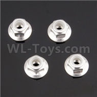 HSP 94188 spare parts-122049 (02055)-03 Upgrades M4 Aluminum Alloy Locknuts(4pcs)-Silver,Upgrade HSP 94188 RC Car Truck Parts,Upgrade HSP 1:10 RC Truck Spare parts Accessories,HSP 94188 Upgrade Parts