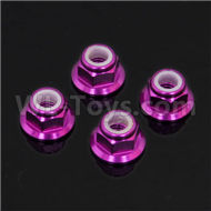 HSP 94188 spare parts-122049 (02055)-04 Upgrades M4 Aluminum Alloy Locknuts(4pcs)-Purple,Upgrade HSP 94188 RC Car Truck Parts,Upgrade HSP 1:10 RC Truck Spare parts Accessories,HSP 94188 Upgrade Parts