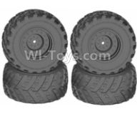 HBX 12813 Wheels Parts-Wheels Complete(4PCS)-(Include the Wheel hub and Tire lether) Parts-12621,1/12 HaiBoXing HBX 12813 Survivor MT RC Car Parts