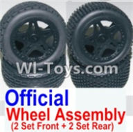 HBX 12881 Wheel Parts-Official Front and Rear wheel assembly(4 set)-Include Tire lether and wheel hub Parts-12036+12039,HaiBoXing HBX 12881 VORTEX RC Car Parts