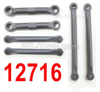 HBX 12895 Front Steering Links Rod, 2pcs + Servo Link Rod + Front Linkd, 2PCS. The replace accessories number is 12716