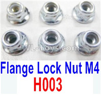 HBX 12895  M4 Flange Lock Nuts. Total 6pcs. The replace accessories number is H003