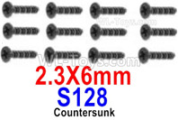 HBX 12895 Countersunk Head Screws, The size is KBHO 2.3x6mm, Countersunk Head Self Tapping Screws. Total 12pcs. The replace accessories number is S128