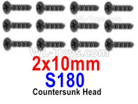 HBX 12895 Countersunk Head Screws, The size is 2x10mm, Countersunk Head Self Tapping Screws. Total 12pcs. The replace accessories number is S180