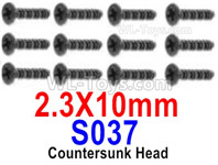 HBX 12895 Countersunk Head Screws, The size is KBHO 2.3x10mm, Countersunk Head Self Tapping Screws. Total 12pcs. The replace accessories number is S037