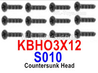 HBX 12895 Countersunk Head Screws, The size is KBHO3x12mm, Countersunk Head Self Tapping Screws. Total 12pcs. The replace accessories number is S010