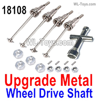 HaiBoXing HBX 18857 Upgrade Parts 18108 Metal Wheel Drive Shaft unit with Wrench,Hex Adapter,Pins,Nut.Total 4 Set.HBX 1/16 RC Car Parts.