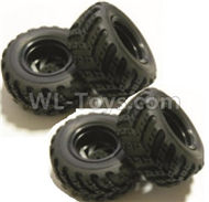 HaiBoXing HBX 18857 Whole wheel unit(Include Wheel hub and Tire lether)-4 set Parts,HaiBoXing 18857 RC Car Spare Parts 1/18