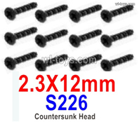 HBX 901A 901 FIREBOLT Parts S226 Countersunk Self Tapping Screws.2.3x12mm.Total 12pcs.HaiBoXing 901A 901 Replacement Accessories.