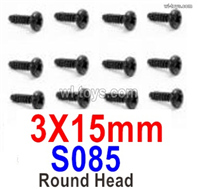 HBX 905A TWISTER Parts S085 Round Head Self Tapping Screws.3X15mm.HaiBoXing 905A Replacement Accessories.