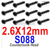 HBX 905A TWISTER Parts S088 Countersunk Self Tapping Screws.2.6x12mm.Total 8pcs.HaiBoXing 905A Replacement Accessories.