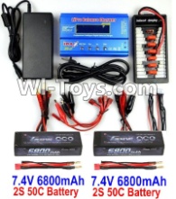 HBX T6 Battery Charger Parts Parts-2pcs 7.4V 6800mah battery & Upgrade Charger unit Parts TS008,HaiBoXing HBX T6 1/6 RC Desert Buggy Parts,hbx T6 Hammerhead Parts