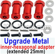 HuanQi 727 Parts-109-01 SLA010 Upgrade Metal 12mm inner-hexagonal adapter(extended 25mm)-Red,HuanQi 727 Rc Car Spare Parts Replacement Accessories,HQ727 HQ 727 1:10 Scale BRUSHED RC Racing Truck Parts rc off-road car Parts,Truck Car Parts