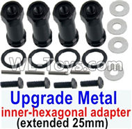 HuanQi 727 Parts-109-03 SLA010 Upgrade Metal 12mm inner-hexagonal adapter(extended 25mm)-Black,HuanQi 727 Rc Car Spare Parts Replacement Accessories,HQ727 HQ 727 1:10 Scale BRUSHED RC Racing Truck Parts rc off-road car Parts,Truck Car Parts