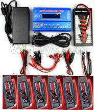 HuanQi 727 Parts-52-01 6pcs 4200mah battery & Upgrade Charger unit,Can charger 6x battery at the same time(Power & B6 Charger & 1-To-6 Parallel charging Board),HuanQi 727 Rc Car Spare Parts Replacement Accessories,HQ727 HQ 727 1:10 Scale BRUSHED RC Racing