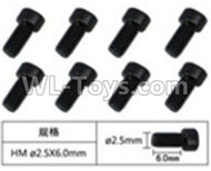 JJRC Q39 screws Parts-W12067 Inner Hexagon Cup head Machine screws(8pcs)-2.5X6mm,JJRC Q39 Parts,JJRC Q39 highlander Parts