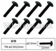 JJRC Q39 screws Parts-W12070 Inner Hexagon T head machine screws(8pcs)-2.5X12mm,JJRC Q39 Parts,JJRC Q39 highlander Parts
