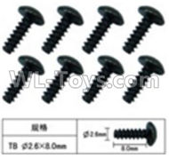 JJRC Q39 screws Parts-W12074 Inner Hexagon T head Self-attack screws(8pcs)-2.6X8mm,JJRC Q39 Parts,JJRC Q39 highlander Parts