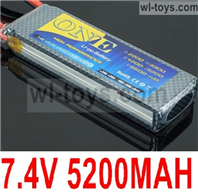 JLB Cheetah Battery Parts-7.4V 5200MAH Battery(1pcs)-2S Battery,JLB Cheetah Parts,JLB cheetah 1/10 21101 RC Car Parts,JLB Racing Cheetah parts,JLB Racing 21101 parts