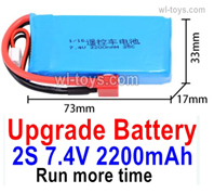 MJX Hyper Go 16207 Upgrade Battery Parts,Upgrade 2S 7.4V 2200mah Lipo Battery Packs.Total 1pcs.MJX 16207 1/16 RC Car Replacement Accesories.