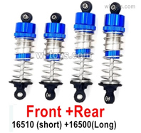 MJX Hyper Go 16207 Parts Front and Rear shock absorber.Total 4pcs. 2PCS long and 2PCS Short Damper.MJX 16207 1/16 RC Car Replacement Accesories.