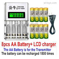 MJX Hyper Go 16207 Parts 8pcs Rechargeable AA battery and LCD Charger for the Transmitter.MJX 16207 1/16 RC Car Replacement Accesories.