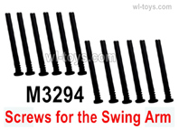 MJX Hyper Go 16207 Parts M3294 Screws for the Swing Arm.Total 12pcs.Round head flat tail half tooth screw.MJX 16207 1/16 RC Car Replacement Accesories.