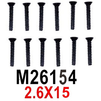 MJX Hyper Go 16207 Screws Parts M26154 Countersunk Head Screws with flat tail.2.6X15.Total 12pcs.MJX 16207 1/16 RC Car Replacement Accesories.