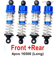MJX Hyper Go 16208 Parts 16500 shock absorber.Blue Color.Total 4pcs Long Damper. Front and Rear.MJX 16207 1/16 RC Car Replacement Accesories.