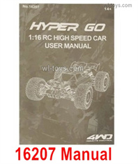 MJX Hyper Go 16208 Parts English Manual for MJX 16208 RC Car.MJX 16207 1/16 RC Car Replacement Accesories.