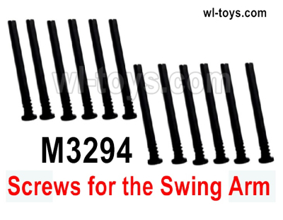 MJX Hyper Go 16209 16210 Parts M3294 Screws for the Swing Arm.Total 12pcs.Round head flat tail half tooth screw.MJX 16209 162101/16 RC Car Replacement Accesories.