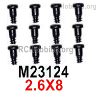 MJX Hyper Go 16209 16210 Screws Parts M23124 Countersunk Head Step Screws with flat tail.2.6X8.Total 12pcs.MJX 16209 162101/16 RC Car Replacement Accesories.