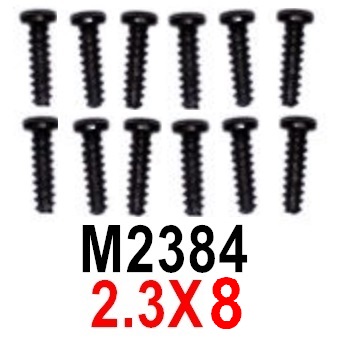 MJX Hyper Go 16209 16210 Screws Parts M2384 Pan Head screws with flat tail.2.3X9.Total 12pcs.MJX 16209 162101/16 RC Car Replacement Accesories.